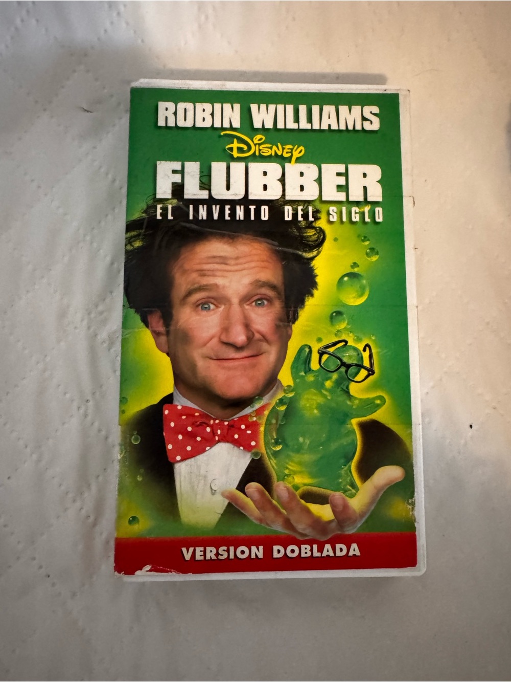 Disney Flubber VHS (Spanish) - Green with Red Bow tie